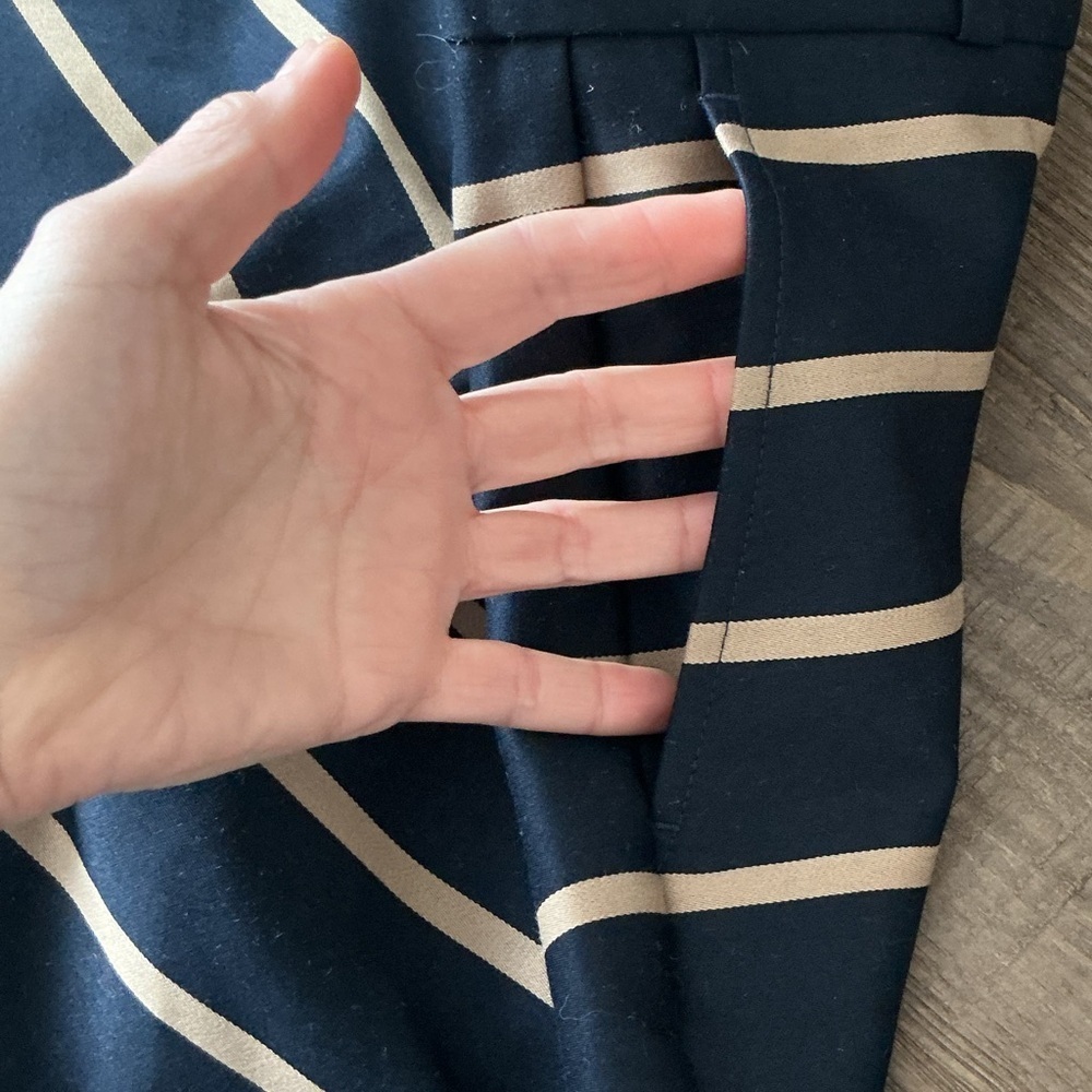 Banana Republic Woman’s Blue/Tan Striped Trouser Ryan Pants Size 2 - Picture 8 of 10